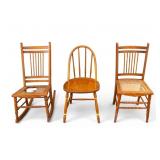 2 Cane Seat Spindle Back Chairs, 1 Rocks, 1 More