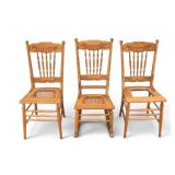 3 Cane Seat Spindle Back Chairs (1 Rocks)