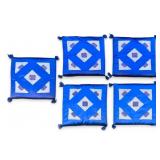 Embroidered Blue Throw Pillows (5)