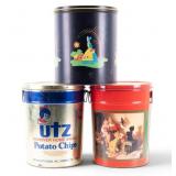 Vintage Big Potato Chip Tins (3)
