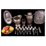 Silverplate Tableware, Pitcher, Wax Fruit & More