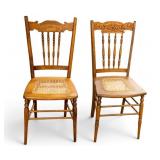 2 Cane Seat Spindle Back Chairs