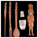 Carved Kenyan Figure, Utensils, Onyx Dish