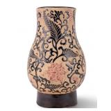 Vintage Vietnamese Painted Floral Ceramic Vase