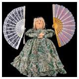 Vintage Russian Babushka Teapot Warmer Doll, Fans