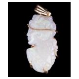 14K Gold and Carved Opal Pendant