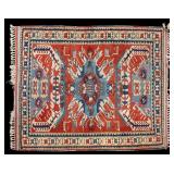 Hand-Knotted Kazak Area Rug