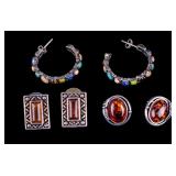 Amber, Stone, and Sterling Earrings
