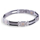 Stainless Steel and 14K Cable Link Bracelet