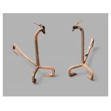 Pair of Early Iron Stag-Form Andirons