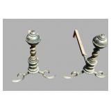 Pair of Antique Brass & Iron Andirons