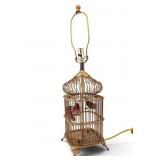 Brass Bird Cage-Form Table Lamp