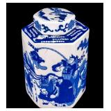 Chinese Blue and White Covered Tea Caddy