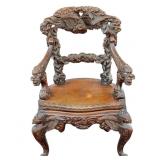 Highly Carved Chinese Dragon/Phoenix Chair