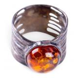 Amber and Sterling Silver Ring