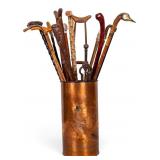 Embossed Umbrella Stand w/  Vintage/Antique Canes