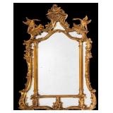 Antique Carved and Gilded Phoenix Mirror