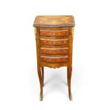 French Inlaid 4-Drawer Side Table