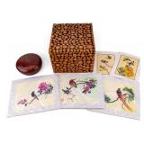 Japanese Prints, Turned Burl Box and Rustic Box