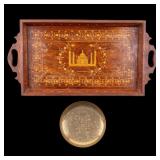 Indian Taj Mahal Wood Serving Tray, Pedestal Dish