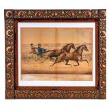 19thC Currier & Ives Horse Racing Color Lithograph