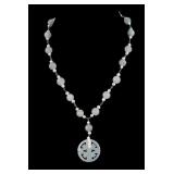 Jade and Sterling Necklace w/ Pearl