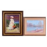 Signed O/C + Framed Print, Impressionist Style
