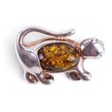 Amber Jelly Belly and Sterling Silver Pin