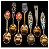 7 A. Michelsen Danish Sterling Souvenir Spoons