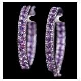 Amethyst and Sterling Inside/Out Hoops