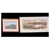 Hand Tinted Lithographic Etchings (2)