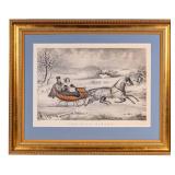 19th C Currier and Ives Framed Color Lithograph