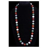 Agate and Jade Gumball Style Necklace