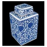 Chinese Blue and White Covered Tea Caddy
