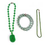 Sterling Silver Clasped Necklaces w/ Jade