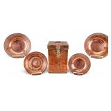 Antique Afghan Copper Box w/ Lidded Latch, Plates