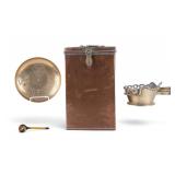 Persian Copper Latched Box, Chinese Charcoal Pan