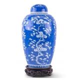 Chinese Blue & White Ginger Jar w/ Lid and Stand