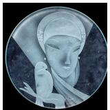 Art Nouveau Glass Plaque Signed & Numbered