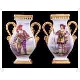 Pair of 19th C Gilt Continental Regimental Vases