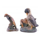 2 Vintage Painted Cast Iron Bird Doorstops