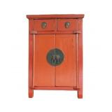 Red Lacquered Chinese 2-Door Cabinet