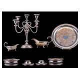 Silver Plate Candelabra and Tableware
