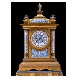 19th C French Gilt Brass & Champleve Mantle Clock