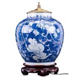 19th C Chinese Blue & White Porcelain Lamp