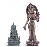 Buddhist Cast Copper/Bronze Temple Figures (2)