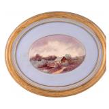 Oval Framed Landscape Oil Painting on Board