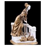 Antique French Bronze & Bisque Porcelain Statuette