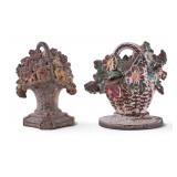 Pair of Antique Cast Iron Floral Doorstops