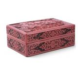 19th C Carved Cinnabar Lidded Box